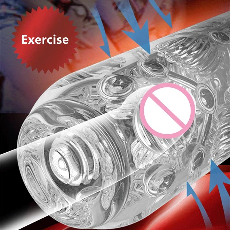 Male Masturbator Cup Soft Transparent Vagina Penis Exerciser Massager Blowjob Adult Products Vacuum Pump Cup Sex Toys for Men