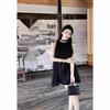 Summer 2024 Black Retro Halter Off-Shoulder Women's Dress