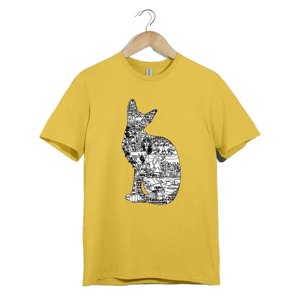 Древний Египет Футболка Унисекс Египетский Кот Сфинкс Пирамида Линейный Рисунок Графический Подарок S
