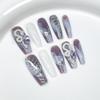 318 Watercolor Gradient Magic Mirror Powder 3D Effect Dragon Year Long Fake Nail Tips 10 Pieces Per Bag
