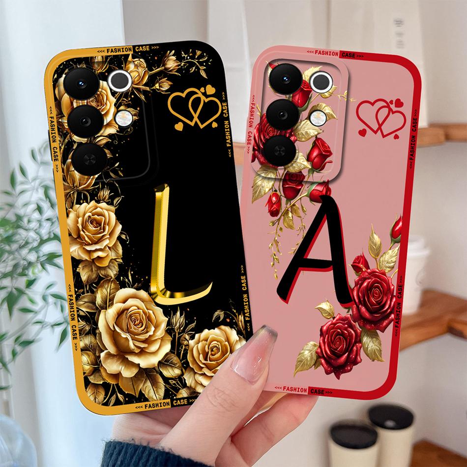 For Realme C85 Pro Phone Cover Flowers Name Letters Soft Liquid Silicone Full Protection Case For Realme C 85 Shockproof Housing