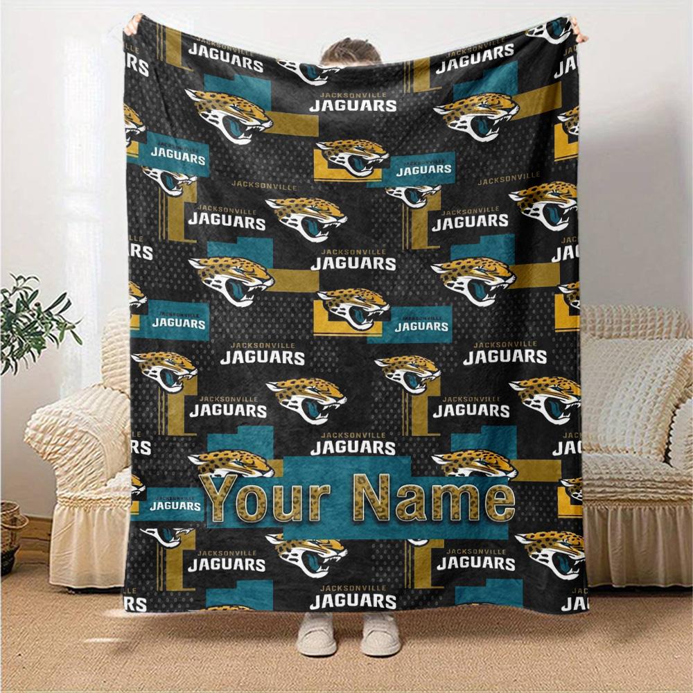 Name Custom Jacksonville Jaguars Logo Print Flannel Blanket High Quality Warm Comfortable Cover for All Seasons Perfect for Gifts Home Decor