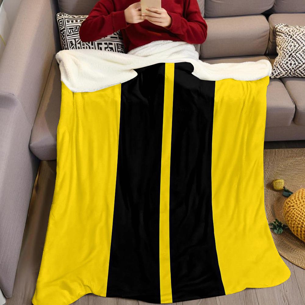 Coperta di Flanella a Strisce Verticali Gialle e Nere Minimalista Calda Morbida Halloween Natale Divano Caldo Accogliente Decorativa Per Stagione