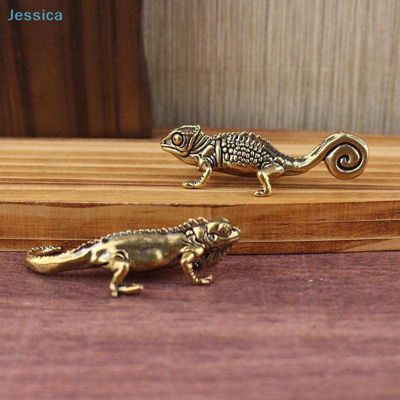 Brass Lizardgeckofigurine - Mini Reptile Statues For Desk Decor  Collectibles