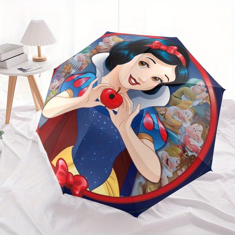 Snow White,Apple Themed Automatic Opening and Closing Folding Umbrella, Reinforced 8 Ribs, Compact Travel Design, Fashionable Folding Umbrel
