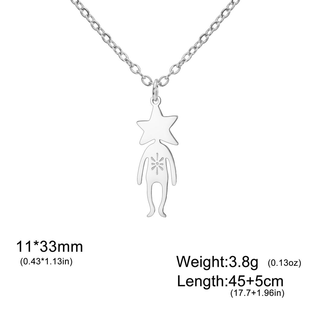  Spiral Moon Star Planet People Necklace for Children Fashion Fun Space Enthusiasts Pendant Necklaces Party Jewelry Gifts