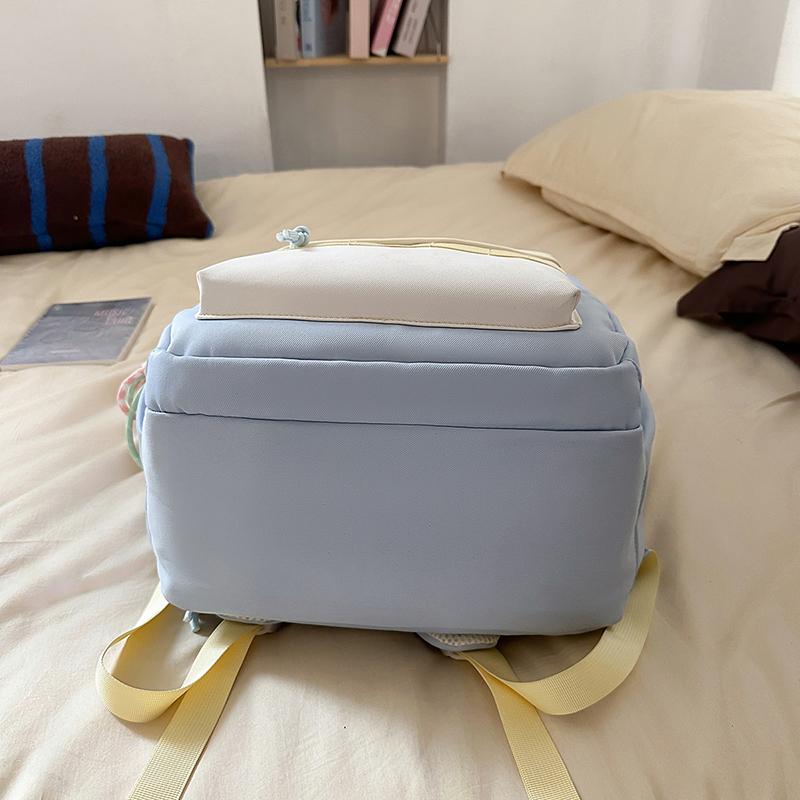 Contrast Color Girls Backpack Junior High School Student Schoolbag Lightweight Women's Backpack