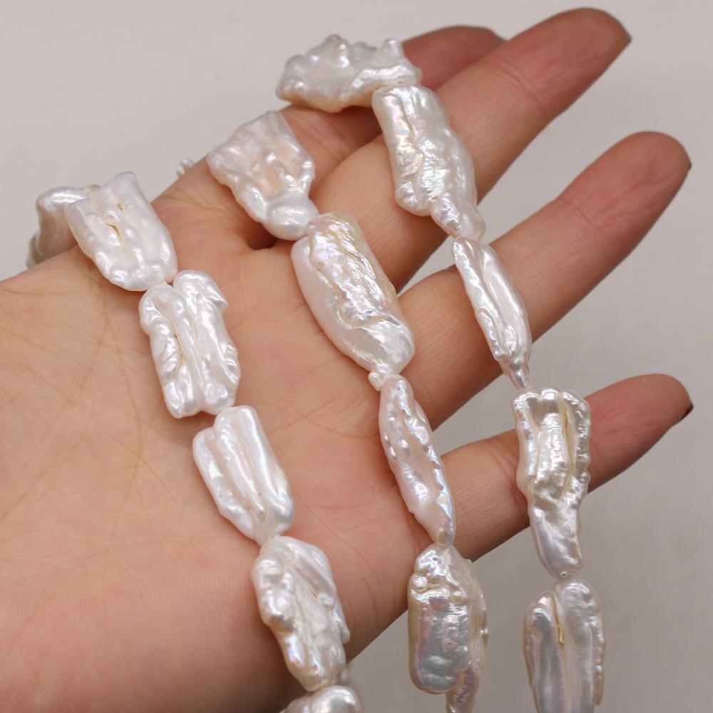 1String, White Natural Freshwater Pearls, 16×5-22×7mm Baroque Pearl Beads for Jewelry Making DIY Necklace Bracelet Accessories 36cm