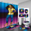 Afroamericano Afro Sexy Chica Negra Mujeres Arte Diseño Arte Graffiti Juego de Cortinas de Ducha para Baño Alfombrillas Alfombras Tapa de Inodoro Poliéster con Ganchos