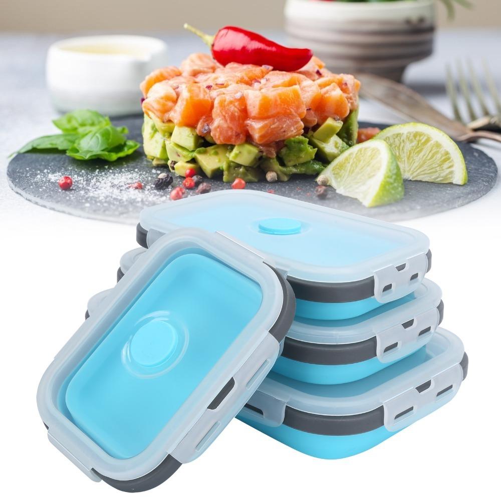 4 Stück Silikon faltbare Lunchbox stapelbares Design faltbare Snackschalen für Outdoor-Reisen