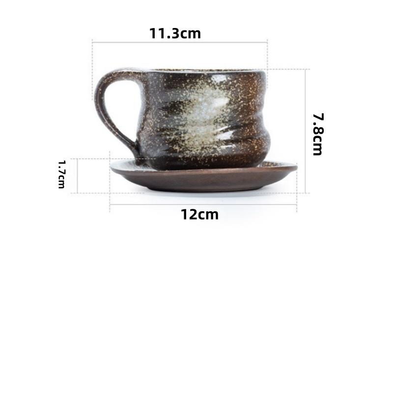 Japanese Nordic Travel Cup and Saucer Vintage Ceramic Coffee Cup and Saucer Camping Aesthetic Koffie Afternoon Tea Set Milk Cup