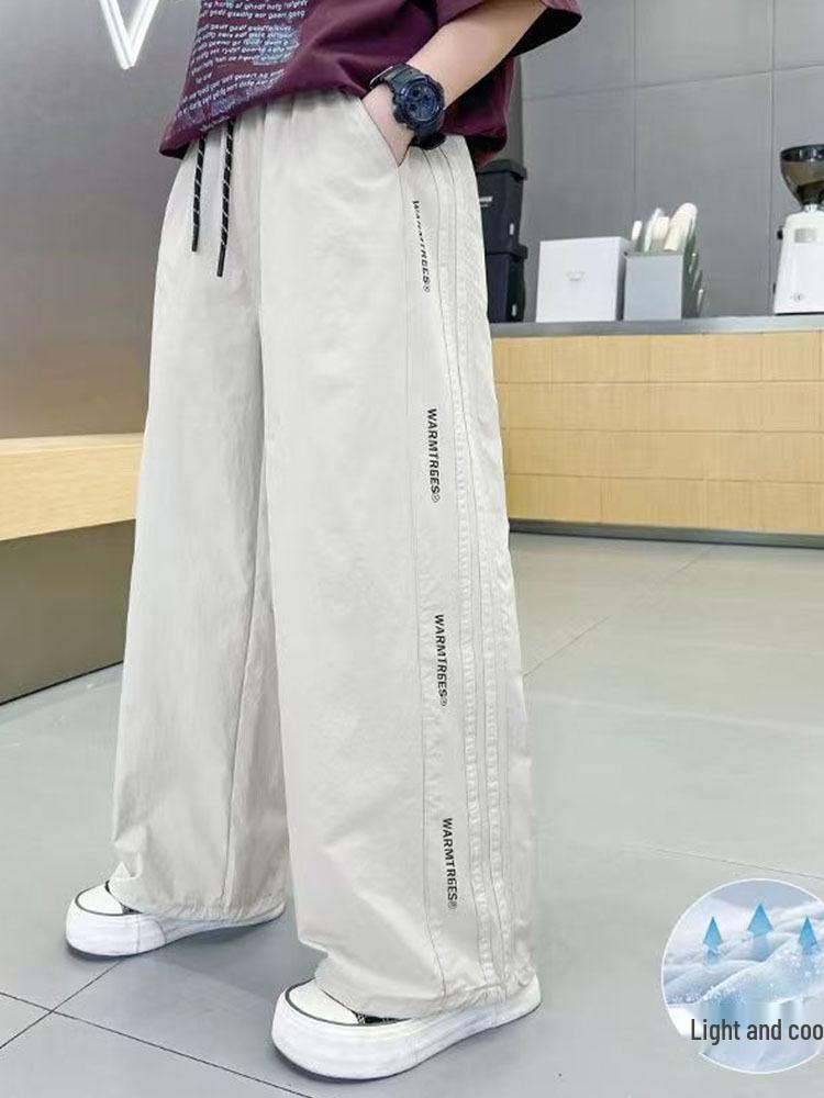 Boys' 2026 Summer Thin Cargo Wide-Leg Pants