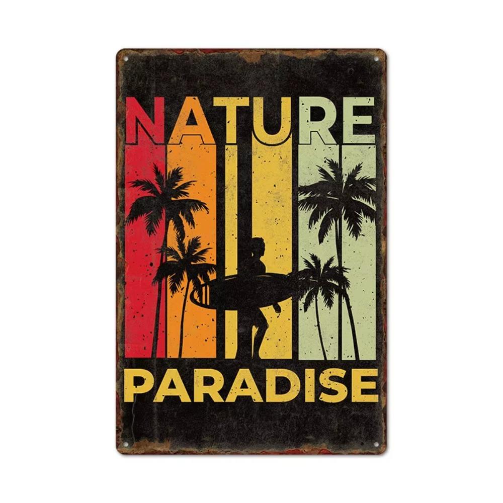 Vintage Tin Art of Summer Surfboards: Ideal for American Bar Backdrops and Home Decor Wall Murals