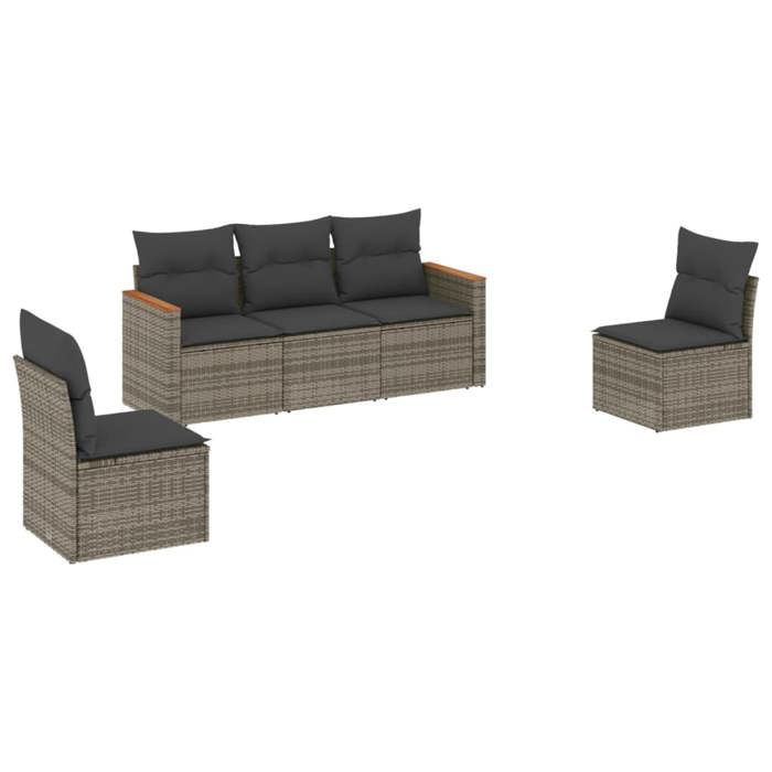 VidaXL Garden Lounge Set with Cushions 5 Pcs, Patio Sofas, Patio Furniture Set, Outdoor Furniture, Grey 3258252