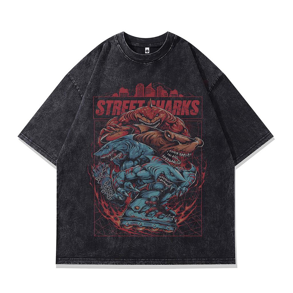 Spring And Summer American Men'S T-Shirt High Street Trendy Brand Vintage Loose Wash Half Sleeve Vintage Top Men