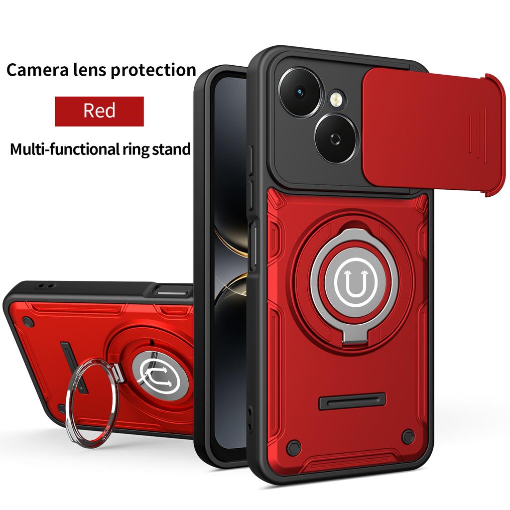 Anti-slip Armor Shockproof Case For Tecno Spark 40C KM4k Camera Lens Protection Rotating Ring Stand TPU Plastic Phone Cover