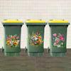 Sunflower Trash Can Stickers Floral Wheel Trash Can Stickers Self-Adhesive Waterproof PVC Decals For Walls Bathroom Home Decor