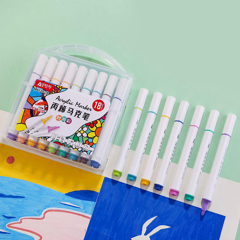 Multicolor Triangular Barrel Acrylic Markers for Students and Kids - Set of 12-60