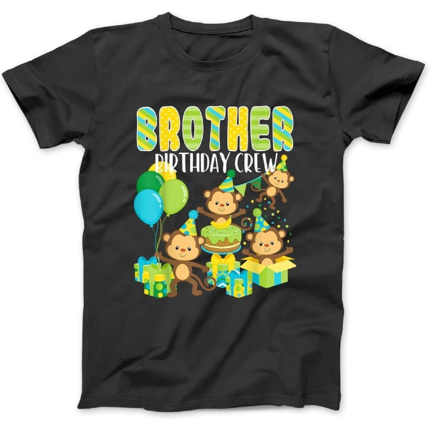 Birthday Party Monkey Brother Birthday Crew Family Matching T-Shirt Sweatshirt Hoodie for Men Women Kids Made in Canada Black S