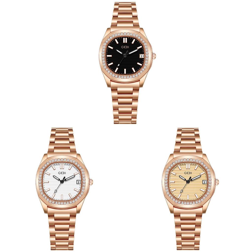 Gadi Fashion Womens Watch With Diamond Inlay Waterproof Quartz For Daily Wear