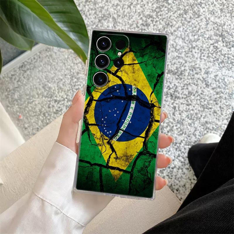 Brazil Brazilian Flag Clear Case For Samsung Galaxy S26 S25 S24 S23 Ultra S20 S21 FE S22 Plus S26 Ultra S25FE Soft Phone Cover