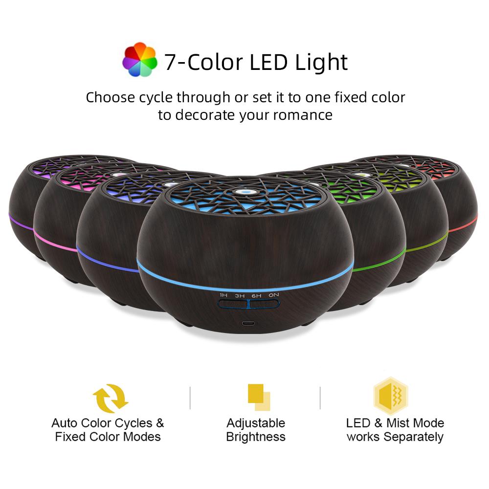550ml Large Room Essential Oil Diffuser with 6 Premium Oils Remote Control 7 Color LED Light, Auto Timer Perfect for Home, Offi