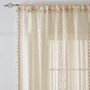 Vintage Curtain Rod Cotton Linen Curtain Tassel Beige Living Room Balcony Sheer Curtain