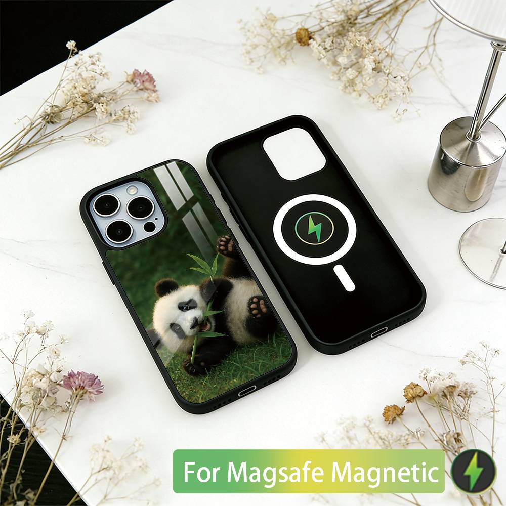 Animal Panda Phone Case For iPhone17,16,15,14,13,12,11 Plus,Pro Magnetic For Magsafe Wireless Charging