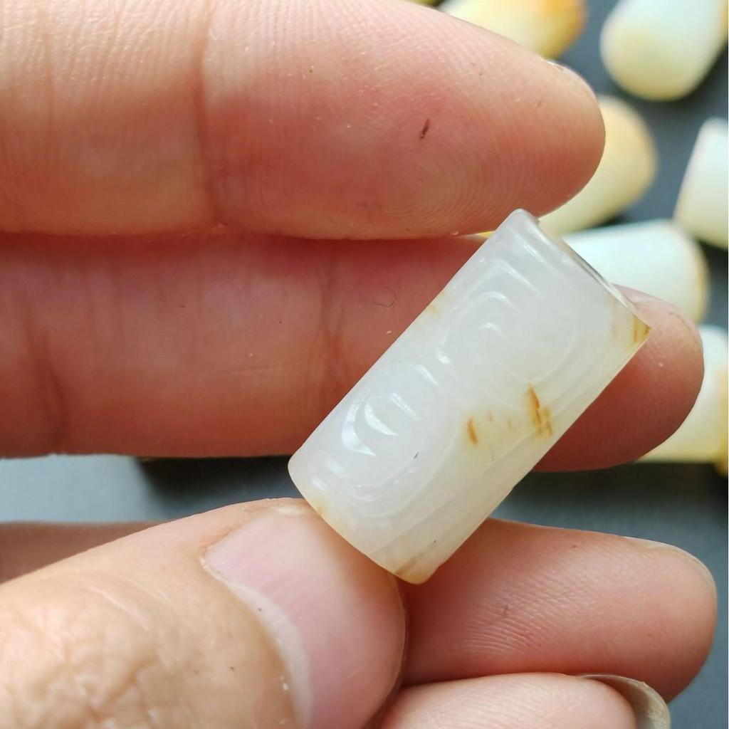 Natural Hetian Jade Square Cylinder Beads, 22mm x 1.1mm, DIY Loose Old-Style Stringing Accessories