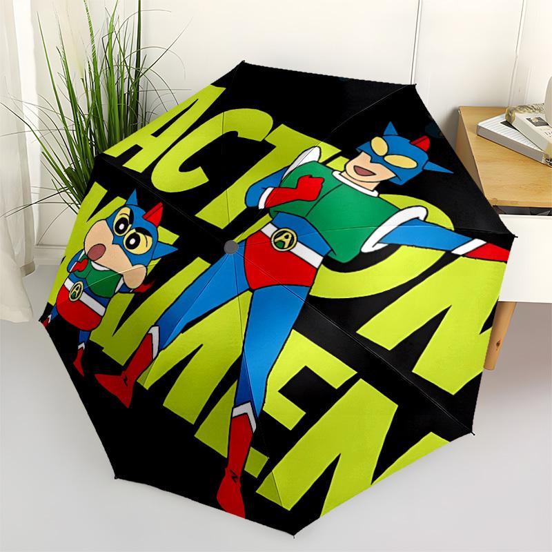 1 stuks Crayon Shin chan Automatische Paraplu 8 Ribben Draagbaar Opvouwbaar Zwart IJzeren Frame voor Buiten, Strand, Reizen, Strandparaplu 223