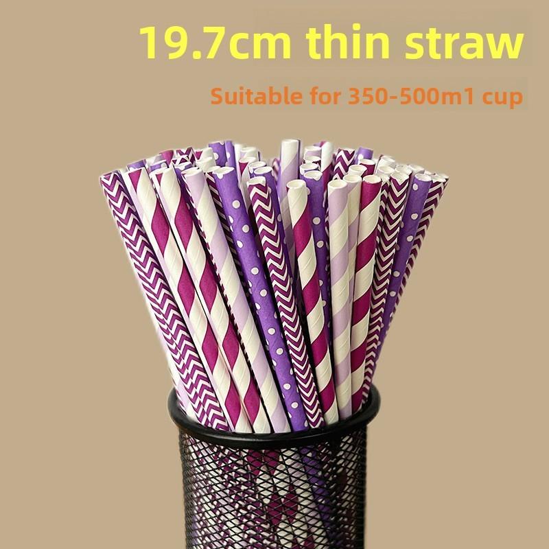 Degradable Striped Paper Drinking Straws For Parties And Creative Beverage Serving