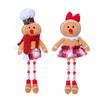 Christmas Doll Large Size Plush Gingerbread Man Boy Girl Figures with Chef Hat Bowknot Ornament Window Holiday Xmas Decoration