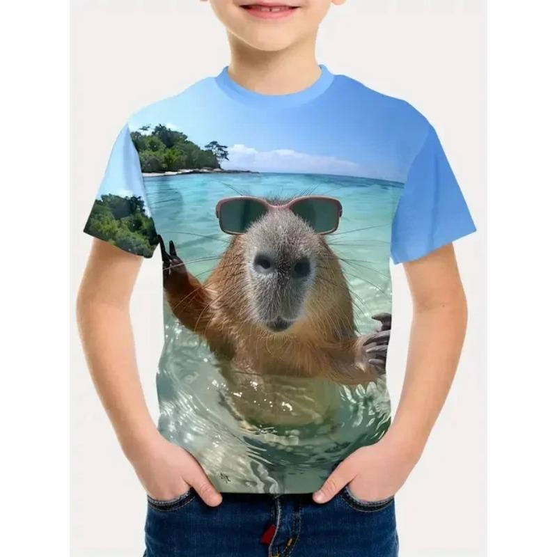 Children's Clothing Boys Tshirt Short Sleeve Girl T-Shirt 3D Cartoon Casual Round Neck Tees Kids Summer Clothes Tops
