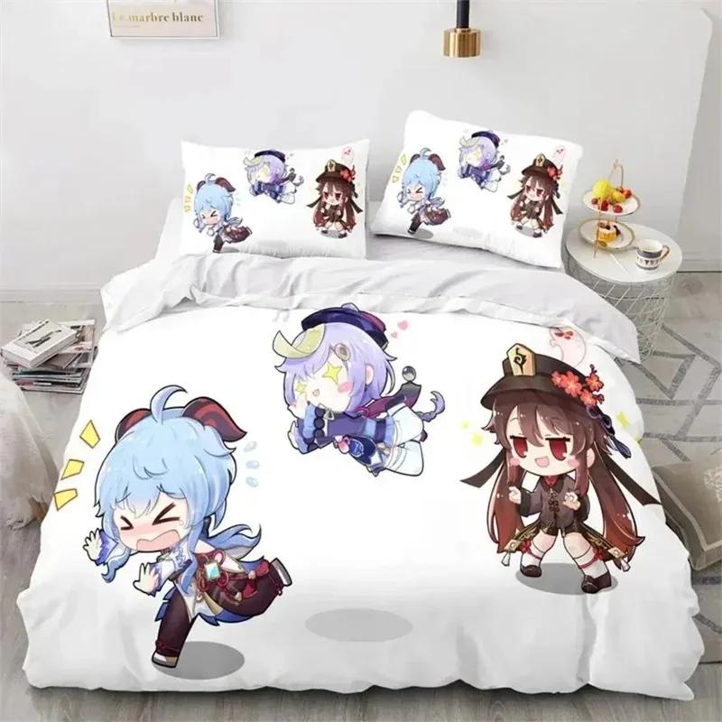 3d Gaming Genshin Impact Cosplay Anime Duvet Cover Cartoon Bedding Set Full Size King Bed Comforter Quilt Cover Pillowcase Home