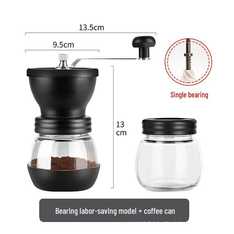 Manual Coffee Bean Grinder: Hand-Crank, Double Bearing, Ceramic Grinding Core