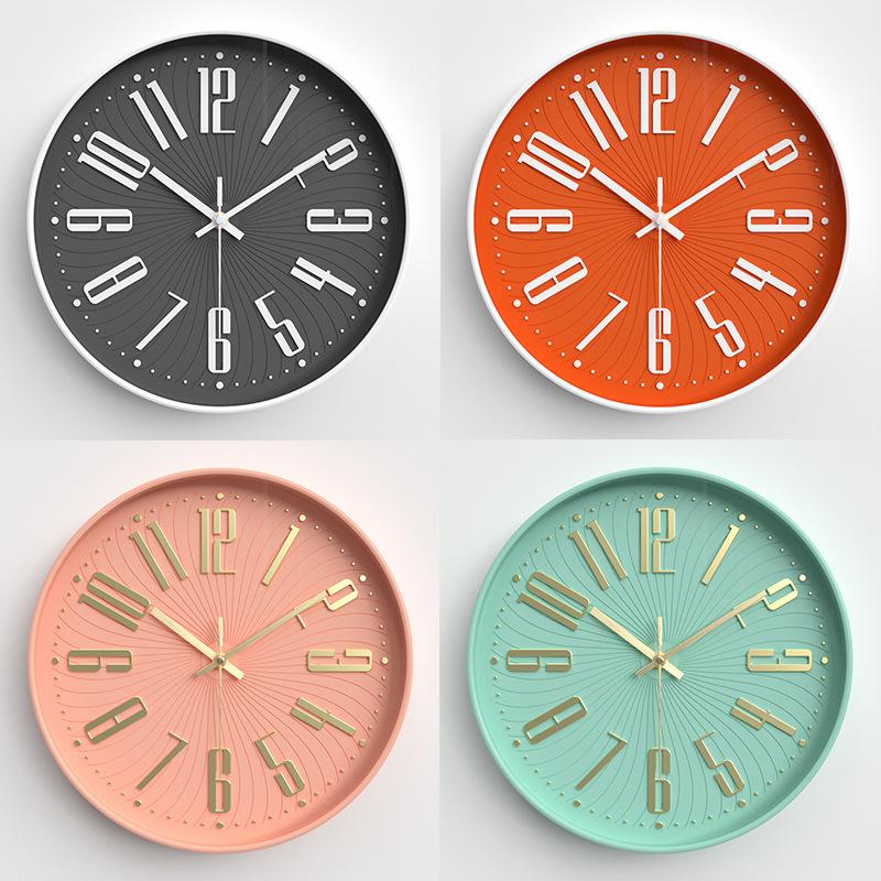 Wall Clock Modern Simple Three-dimensional Characters Personalized Creative Round Wall Clock Bedroom Silent Quartz Clock 12 Inches 30CM