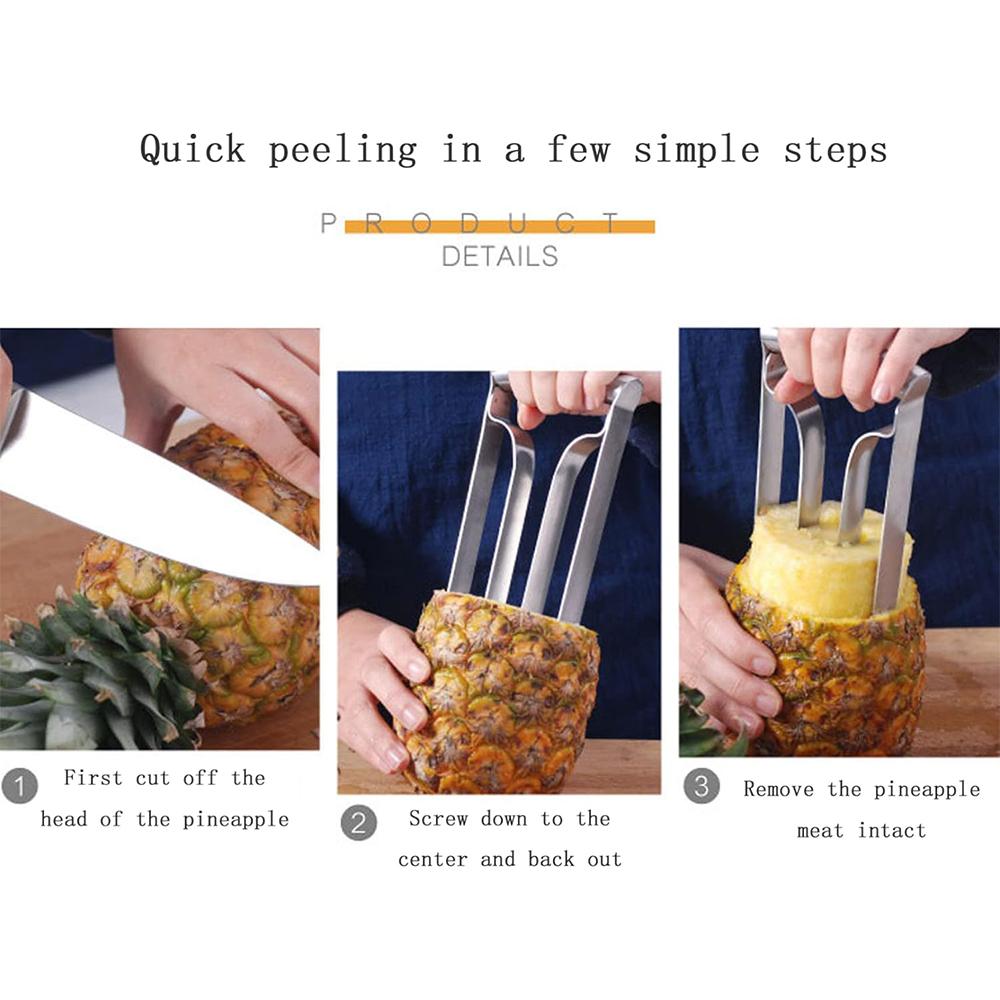 Pineapple Meat Extractor Pineapple Slicer Stainless Steel Pineapple Meat Extractor Core Peeler Multifunction Fruit Slicer Peeler Tool for Kitchen