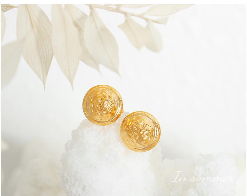 European Geometric Irregular Texture Titanium Steel Round Stud Earrings