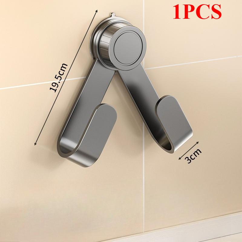 Rotating Suction Cup Kitchen Organizer - Drill-Free Wall-Mounted Pot Lid Rack with Hooks, Multi-Functional Holder for Cutting