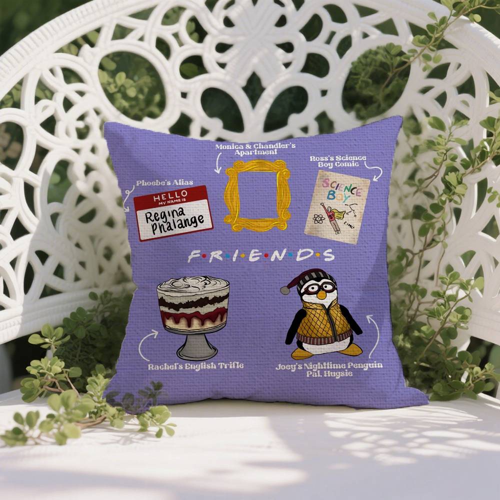 Klassische TV-Shows Friends-Berühmter Kissenbezug Milbenabweisender Kissenbezug Verdeckter Reißverschluss Seidiger Kurzplüsch Sofakissenbezug