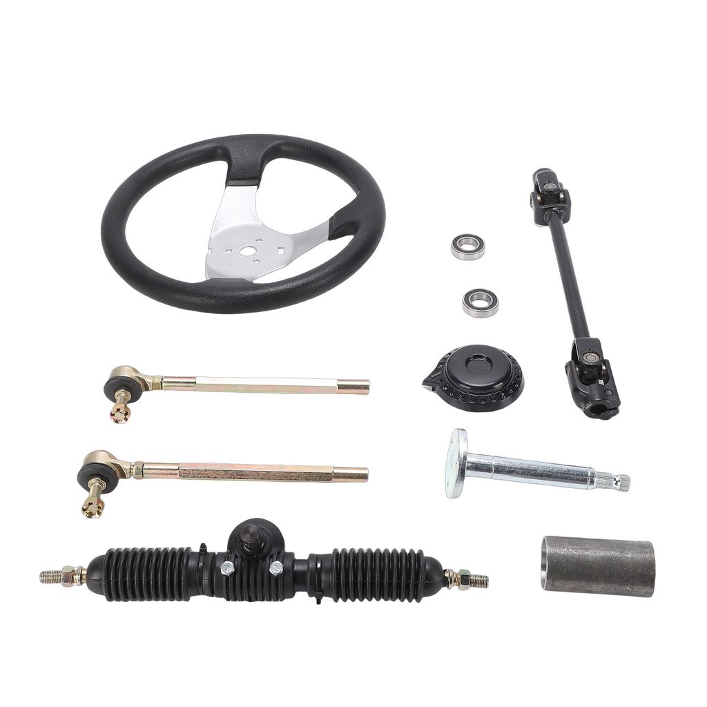 300mm Go Kart Steering Wheel 3 Spoke with 320mm Adjustable Shaft Rack and Pinion Small Gear Pull Rod Rack for 110ml