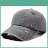 Dog Embroidered Denim Baseball Cap With Sun Protection For Street Style Fall