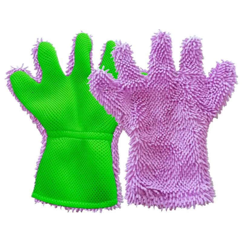 

Microfiber Car Washing Gloves Cleaning Tool Car Detailing Dust Removal Mitts 5-Finger Wash Glove for Car Home Effective Clean 1pc фиолетовый