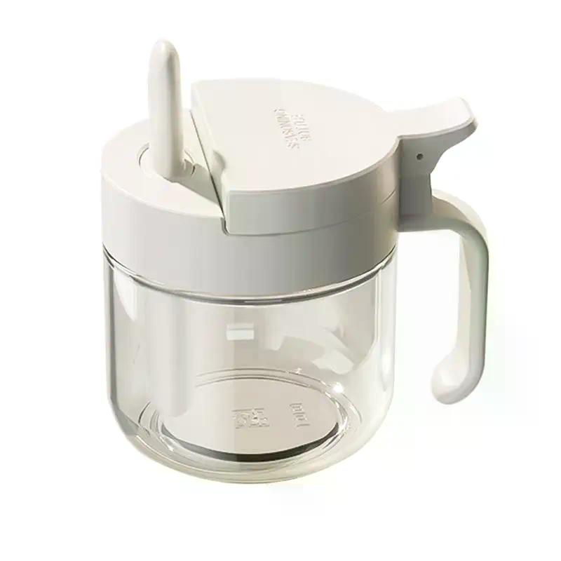Seasoning Containers Airtight Glass Organizer With Spoon Condiment Containers With Lid For Kitchen Countertop Pantry Cabinet
