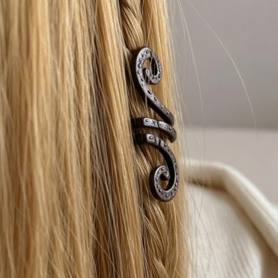 3Pcs Braid Hair Accessories, Spiral Metal Hair Cuffs for Braids Dreadlocks, Ethnic Style Multiple Sizes Anti-slip Hair Styling Tool