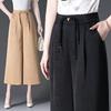 2024 Women's High Waist Drapey Wide-Leg Skirt Pants - Summer Plus Size, Eight-Point Length for Casual, Middle-Aged Style