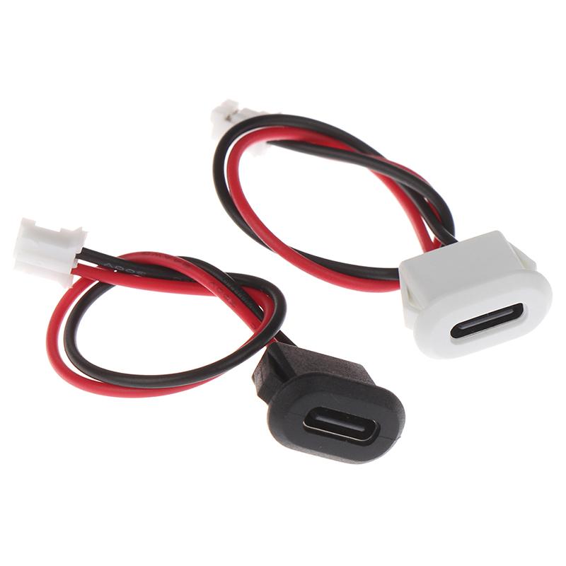 1pcs 2Pin USB-C Type Waterproof USB Contor Direct Compression Female Base Socket Charging Interface With Welding Wire