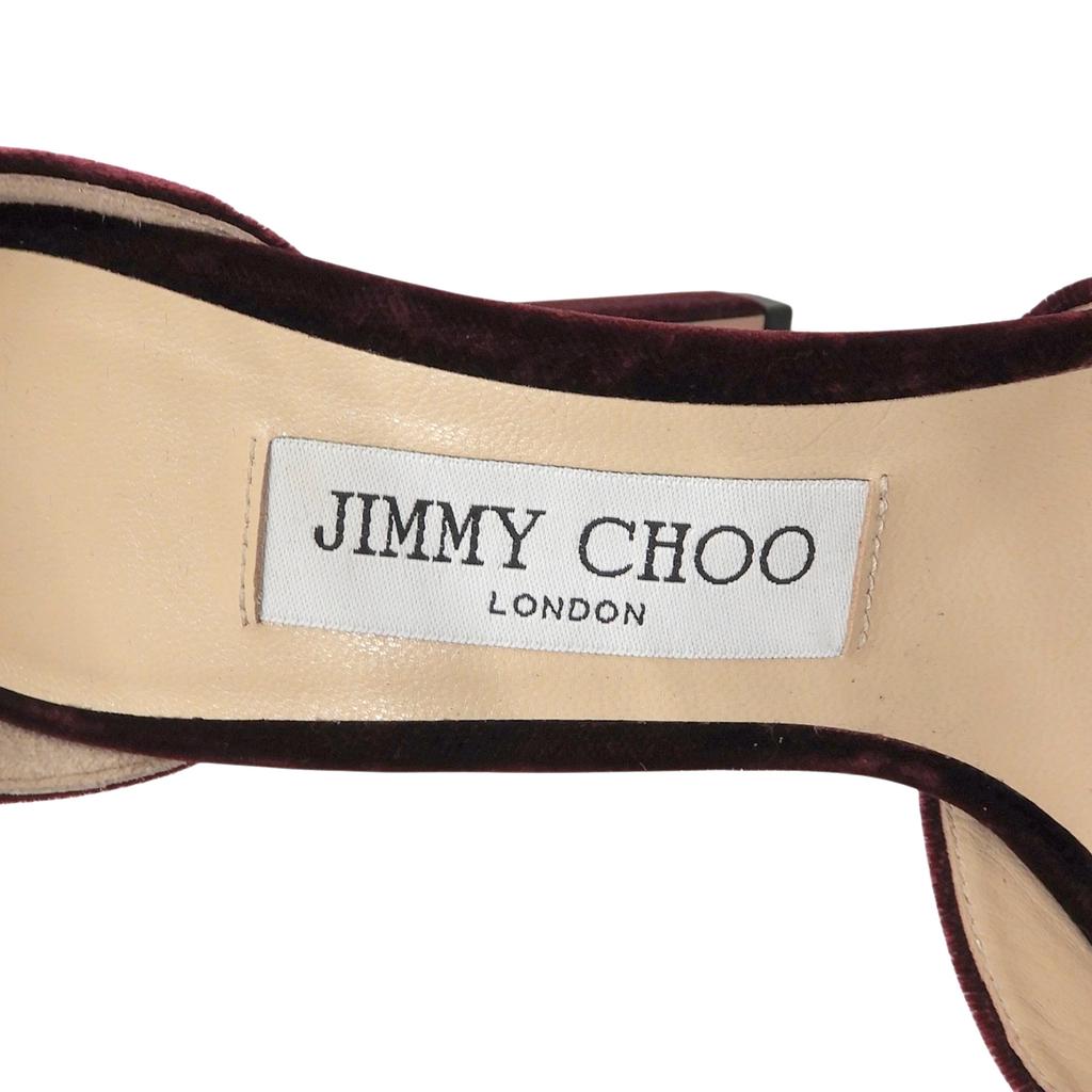 Pristine JIMMY CHOO Sandals PATTIE130 Bordeaux Velvet Women 36 Used