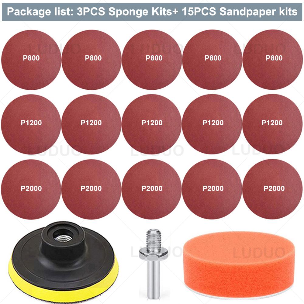 45/30/15 BUC Discuri Abrazive 3 Inch Pad de Lustruire Pad de Polisat Burete pentru Ceruire Kit Renovare Faruri Auto Polish Auto