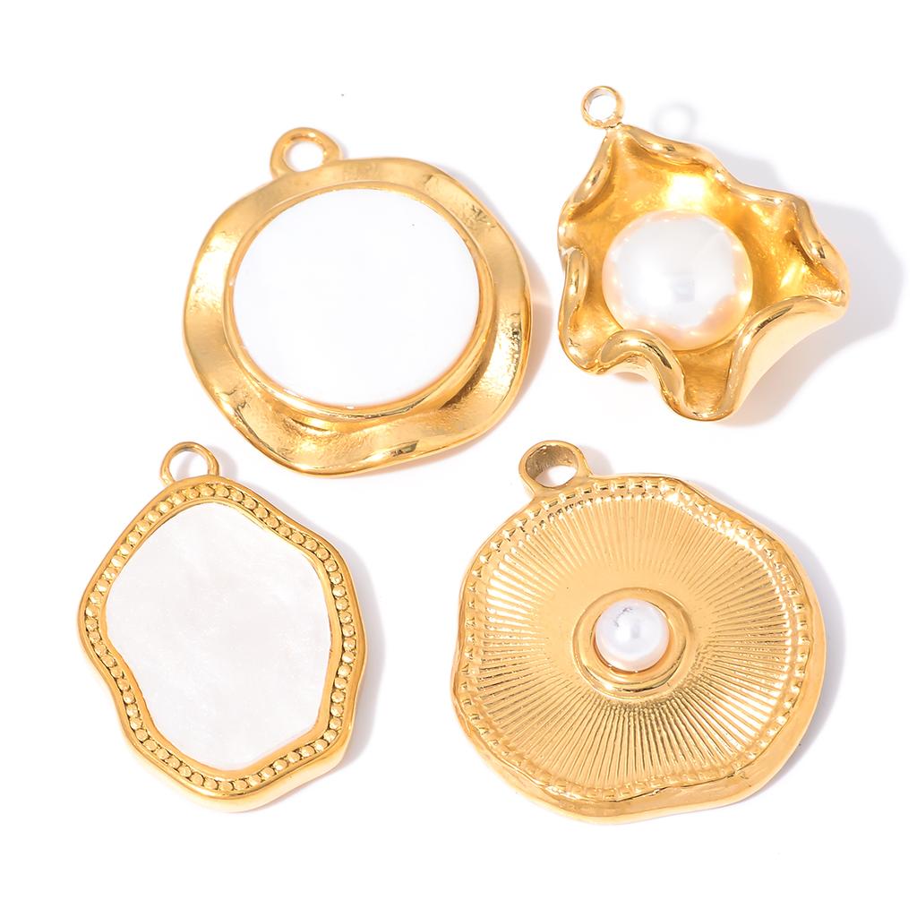 4Pcs Stainless Steel Shell Pearl Charm Pendants Drop Oil Dot Drill Craft DIY Jewelry Making Necklace Bracelet Accessories